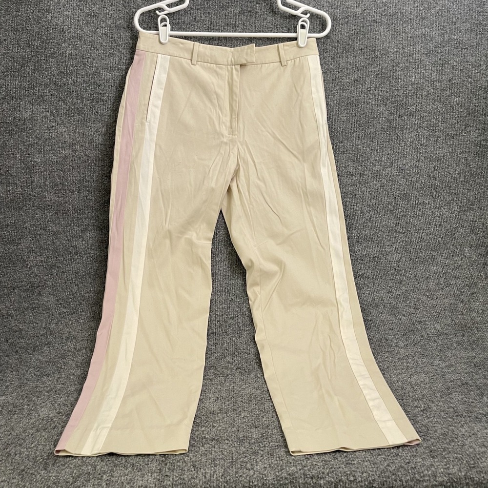 GFORE Tux Side Stripe Golf Pants Womens Sz 6 Tan Pink White Technical Twill